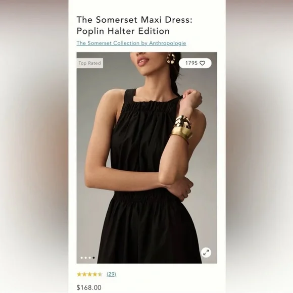 Somerset Maxi Dress: Poplin Halter Edition Anthropologie NWT Black Maxi Dress - Picture 4 of 8